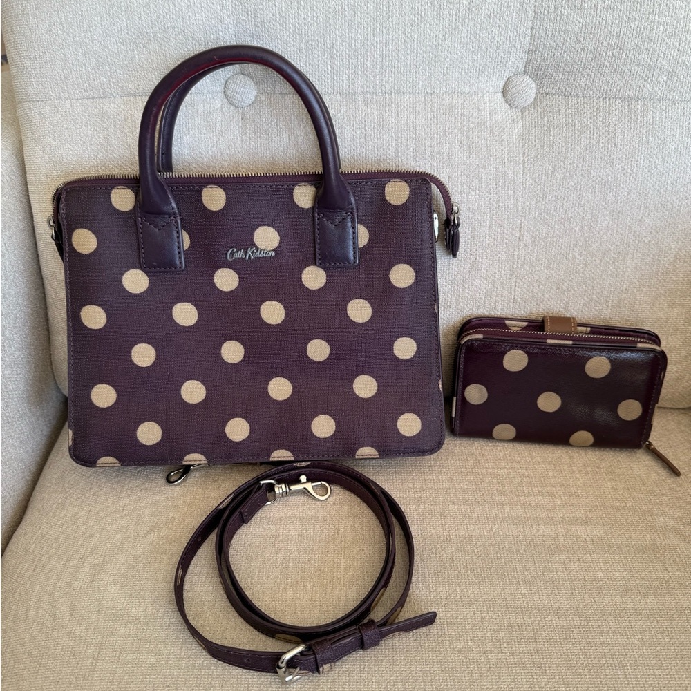 Cath Kidston Polka Dot Handbag and Wallet Set